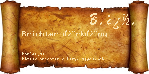 Brichter Örkény névjegykártya